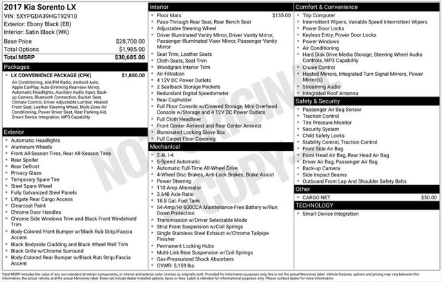 2017 Kia Sorento 2.4L LX