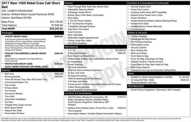 2017 RAM 1500 Rebel Crew Cab 4x4 57 Box