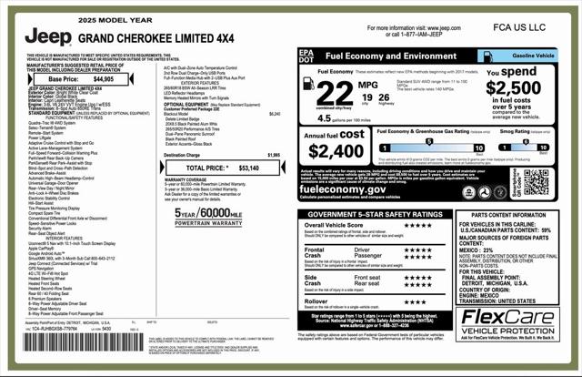 2025 Jeep Grand Cherokee GRAND CHEROKEE LIMITED 4X4