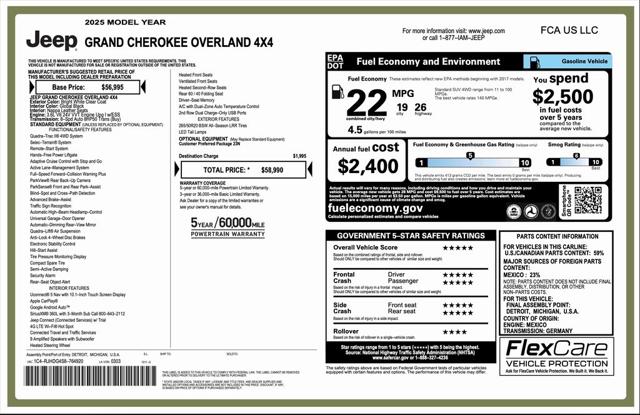 2025 Jeep Grand Cherokee GRAND CHEROKEE OVERLAND 4X4 2025 Jeep Grand Cherokee GRAND CHEROKEE OVERLAND 4X4