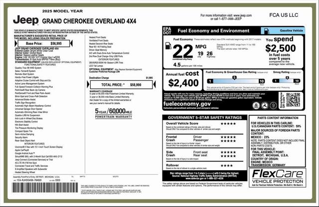 2025 Jeep Grand Cherokee GRAND CHEROKEE OVERLAND 4X4