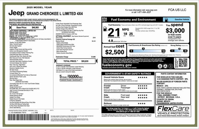 2025 Jeep Grand Cherokee GRAND CHEROKEE L LIMITED 4X4