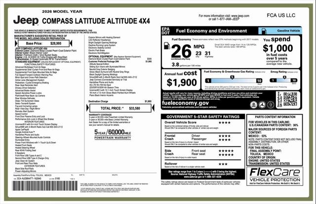 2026 Jeep Compass COMPASS LATITUDE ALTITUDE 4X4