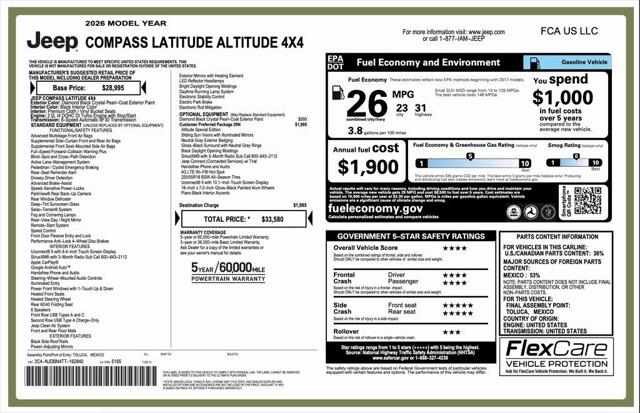 2026 Jeep Compass COMPASS LATITUDE ALTITUDE 4X4