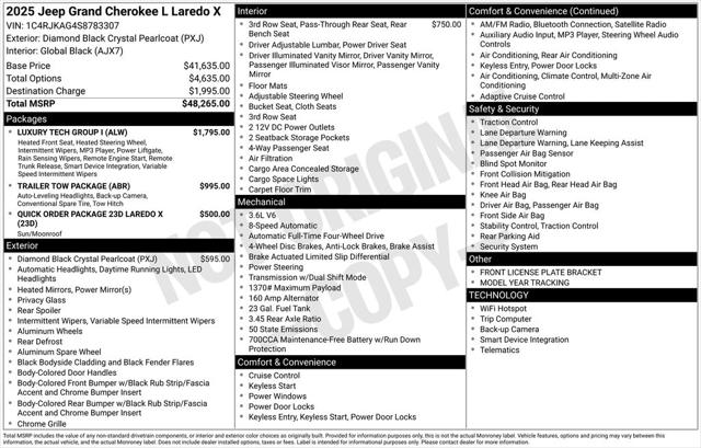 2025 Jeep Grand Cherokee GRAND CHEROKEE L LAREDO X 4X4 2025 Jeep Grand Cherokee GRAND CHEROKEE L LAREDO X 4X4