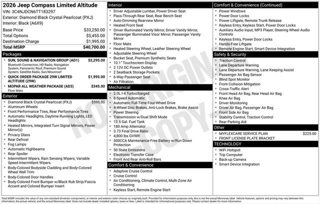 2026 Jeep Compass COMPASS LIMITED ALTITUDE 4X4