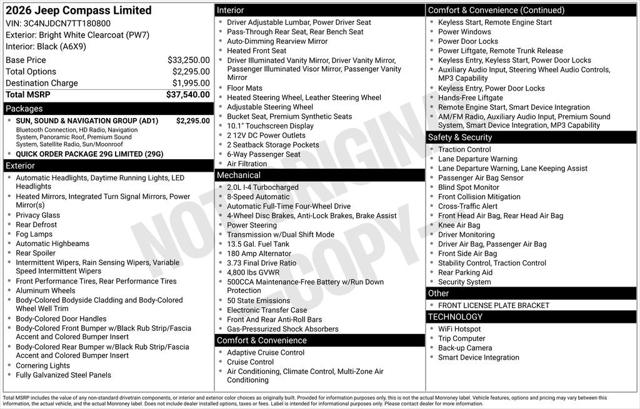 2026 Jeep Compass COMPASS LIMITED 4X4
