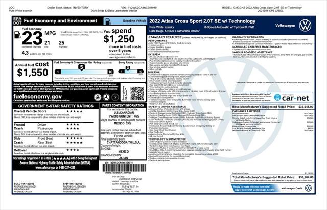 2022 Volkswagen Atlas Cross Sport 2.0T SE w/Technology 2022 Volkswagen Atlas Cross Sport 2.0T SE w/Technology