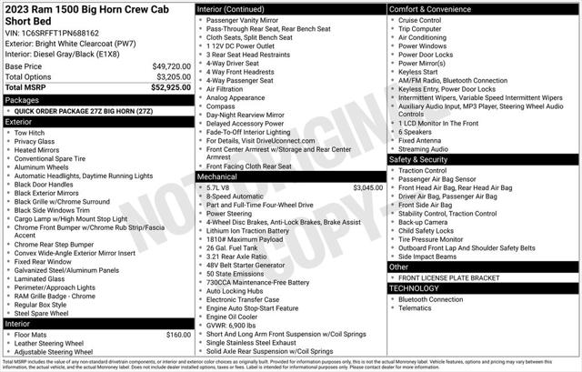 2023 RAM 1500 Big Horn Crew Cab 4x4 57 Box