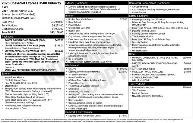 2025 Chevrolet Express Cutaway Work Van