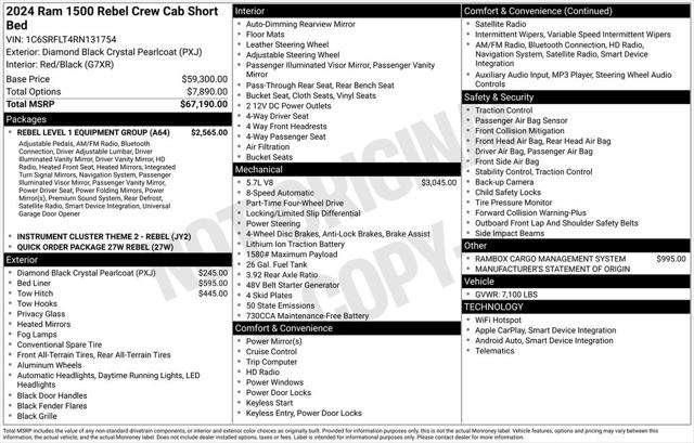 2024 RAM 1500 Rebel Crew Cab 4x4 57 Box