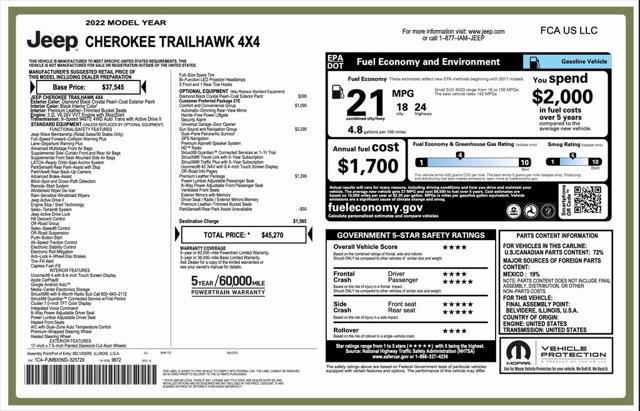 2022 Jeep Cherokee Trailhawk 4x4 2022 Jeep Cherokee Trailhawk 4x4