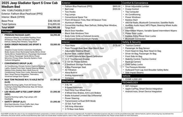 2025 Jeep Gladiator GLADIATOR SPORT S 4X4 2025 Jeep Gladiator GLADIATOR SPORT S 4X4