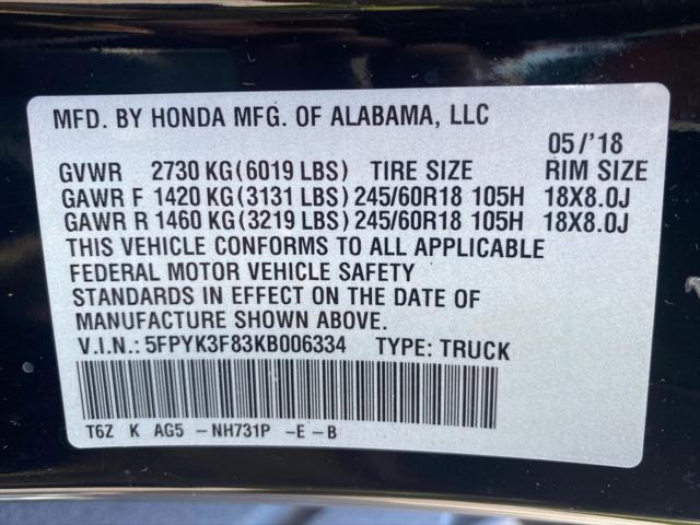 2019 Honda Ridgeline Black Edition
