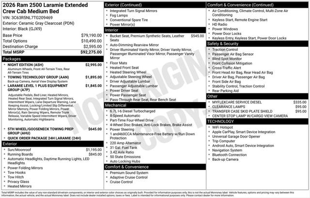 2026 RAM Ram 2500 RAM 2500 LARAMIE MEGA CAB 4X4 64 BOX 2026 RAM Ram 2500 RAM 2500 LARAMIE MEGA CAB 4X4 64 BOX
