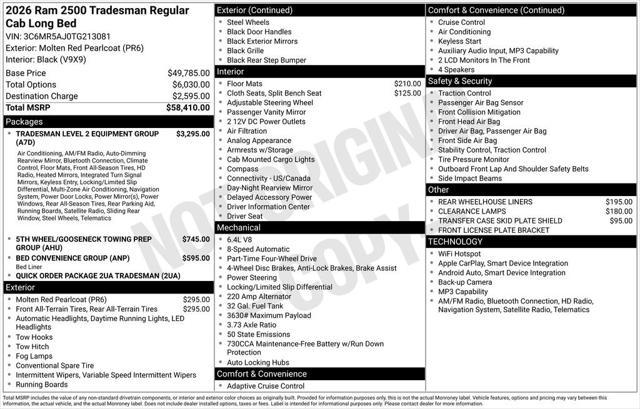 2026 RAM Ram 2500 RAM 2500 TRADESMAN REGULAR CAB 4X4 8 BOX