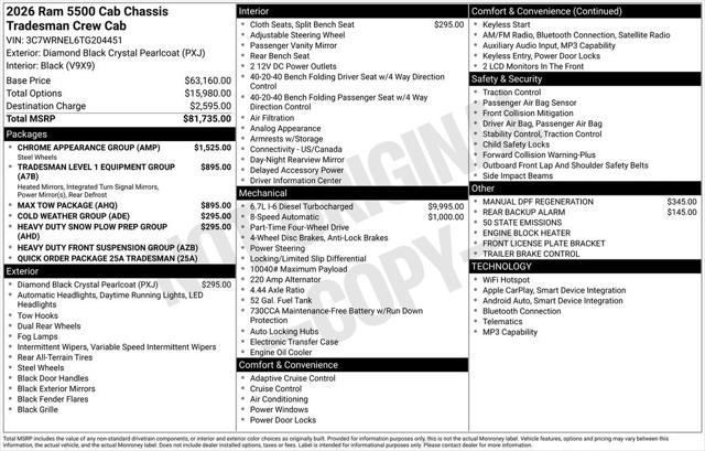 2026 RAM Ram 5500 Chassis Cab RAM 5500 TRADESMAN CHASSIS CREW CAB 4X4 60 CA 2026 RAM Ram 5500 Chassis Cab RAM 5500 TRADESMAN CHASSIS CREW CAB 4X4 60 CA