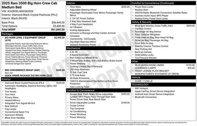 2025 RAM Ram 3500 RAM 3500 BIG HORN CREW CAB 4X4 64 BOX 2025 RAM Ram 3500 RAM 3500 BIG HORN CREW CAB 4X4 64 BOX