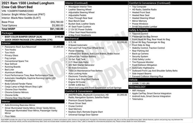 2021 RAM 1500 Limited Longhorn Crew Cab 4x4 57 Box