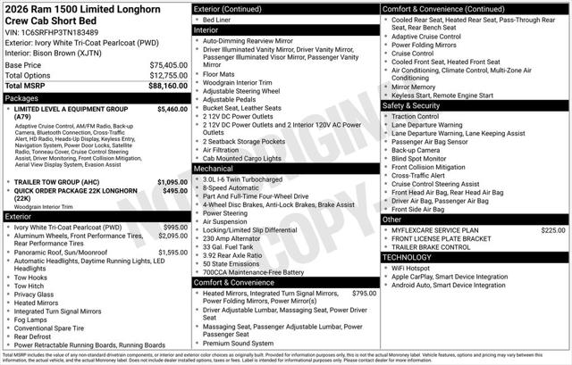 2026 RAM Ram 1500 RAM 1500 LIMITED LONGHORN CREW CAB 4X4 57 BOX