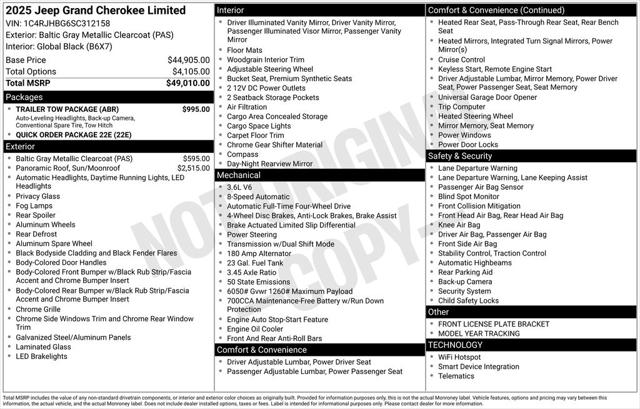 2025 Jeep Grand Cherokee GRAND CHEROKEE LIMITED 4X4
