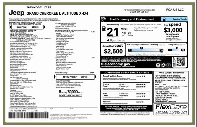 2025 Jeep Grand Cherokee GRAND CHEROKEE L ALTITUDE X 4X4 2025 Jeep Grand Cherokee GRAND CHEROKEE L ALTITUDE X 4X4