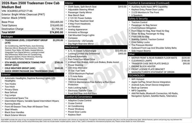 2026 Ram 2500 Tradesman Crew Cab 4x4 6'4" Box