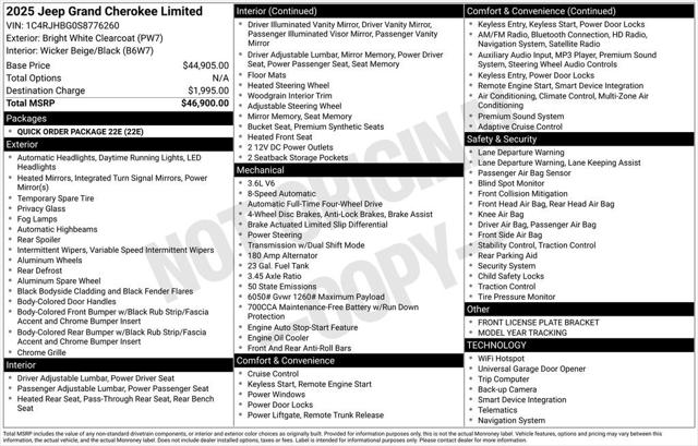 2025 Jeep Grand Cherokee GRAND CHEROKEE LIMITED 4X4