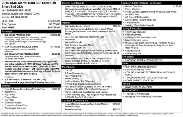 2015 GMC Sierra 1500 SLE 2015 GMC Sierra 1500 SLE