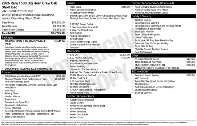 2026 Ram 1500 Big Horn Crew Cab 4x4 5'7" Box