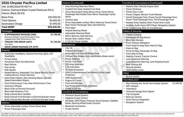 2026 Chrysler Pacifica PACIFICA LIMITED AWD