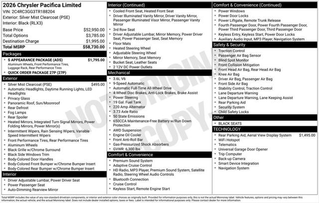 2026 Chrysler Pacifica PACIFICA LIMITED AWD 2026 Chrysler Pacifica PACIFICA LIMITED AWD