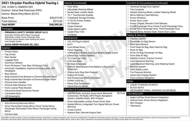 2021 Chrysler Pacifica Hybrid Touring L