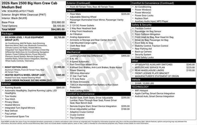 2026 RAM Ram 2500 RAM 2500 BIG HORN CREW CAB 4X4 64 BOX