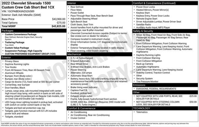 2022 Chevrolet Silverado 1500 2WD Crew Cab Short Bed Custom