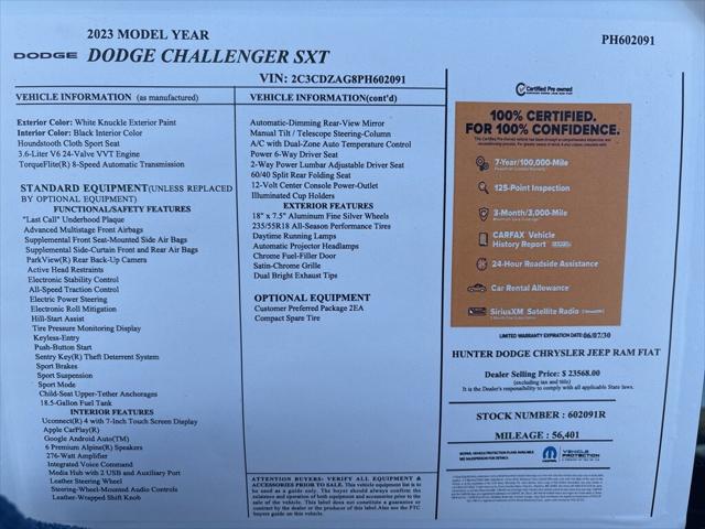 2023 Dodge Challenger SXT 2023 Dodge Challenger SXT