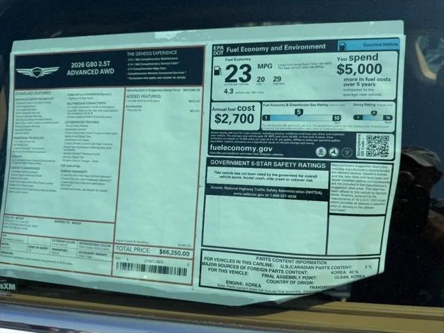 2026 Genesis G80 2.5T Advanced AWD