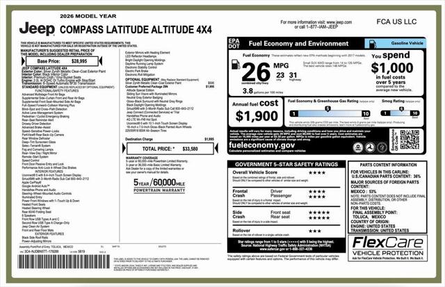 2026 Jeep Compass COMPASS LATITUDE ALTITUDE 4X4