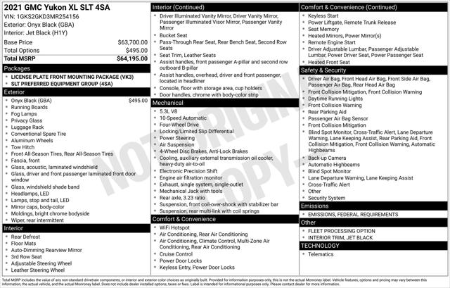 2021 GMC Yukon XL 4WD SLT 2021 GMC Yukon XL 4WD SLT
