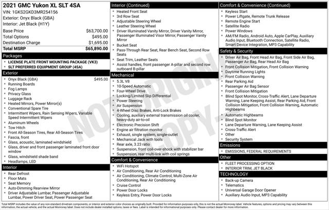 2021 GMC Yukon XL 4WD SLT 2021 GMC Yukon XL 4WD SLT