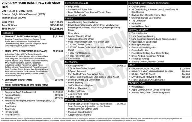 2026 RAM Ram 1500 RAM 1500 REBEL CREW CAB 4X4 57 BOX