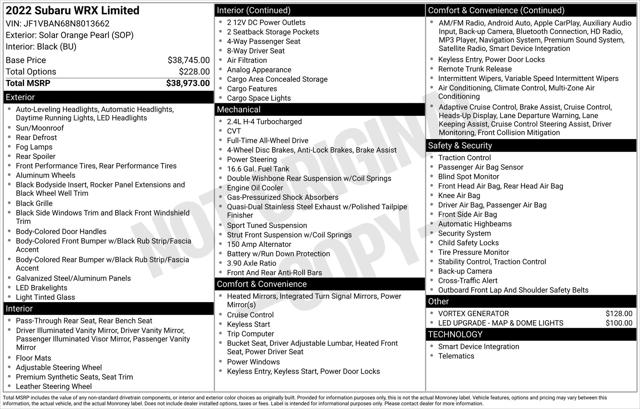 2022 Subaru WRX Limited 2022 Subaru WRX Limited