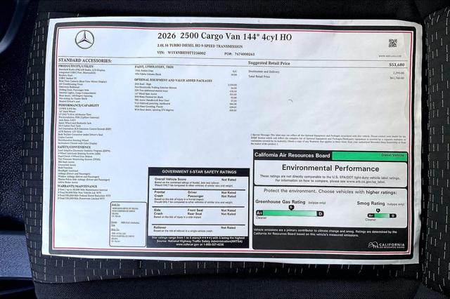 2026 Mercedes-Benz Sprinter Cargo Van Standard Roof 4-Cyl Diesel HO