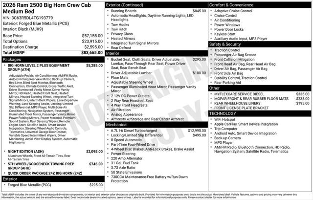 2026 Ram 2500 Big Horn Crew Cab 4x4 6'4" Box