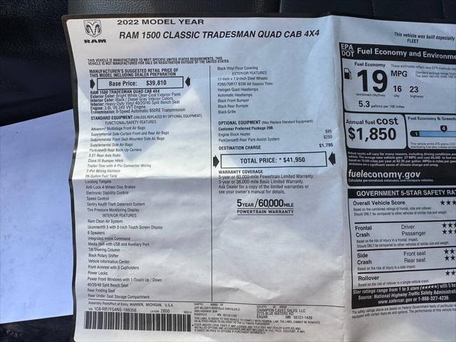 2022 Ram 1500 Classic Tradesman Quad Cab 4x4 6'4" Box