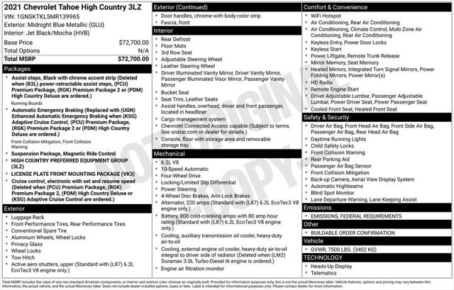 2021 Chevrolet Tahoe 4WD High Country 2021 Chevrolet Tahoe 4WD High Country