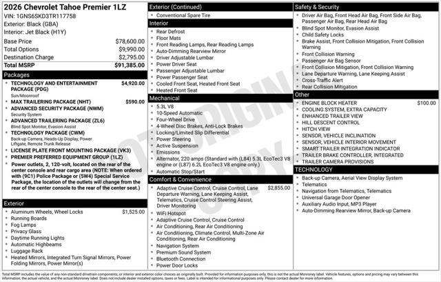2026 Chevrolet Tahoe 4WD Premier