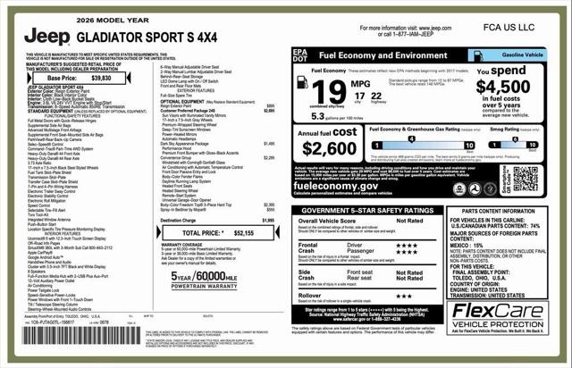 2026 Jeep Gladiator GLADIATOR SPORT S 4X4