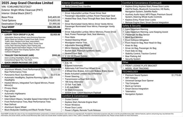 2025 Jeep Grand Cherokee GRAND CHEROKEE LIMITED 4X4 2025 Jeep Grand Cherokee GRAND CHEROKEE LIMITED 4X4