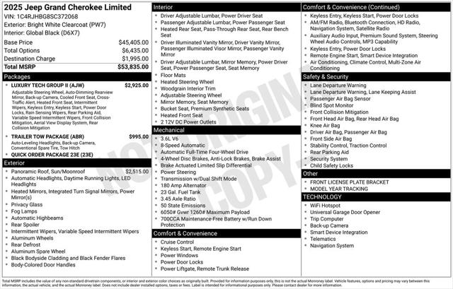 2025 Jeep Grand Cherokee GRAND CHEROKEE LIMITED 4X4 2025 Jeep Grand Cherokee GRAND CHEROKEE LIMITED 4X4
